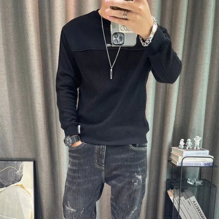 Tops for Men Round Neck Tee Full Sleeve Clothes High Brand Winter Male T Shirts Elasticity Bulk Sweatshirts Polyester F Pullover