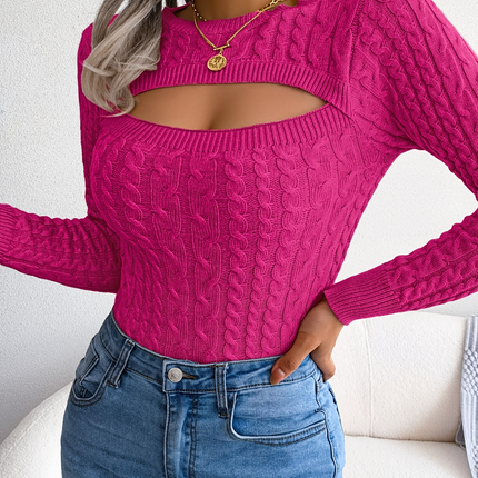 Women'S Sexy Hollow-Out Knit Pullover Sweater