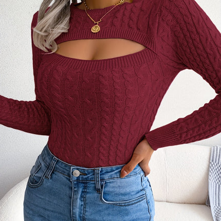 Women'S Sexy Hollow-Out Knit Pullover Sweater