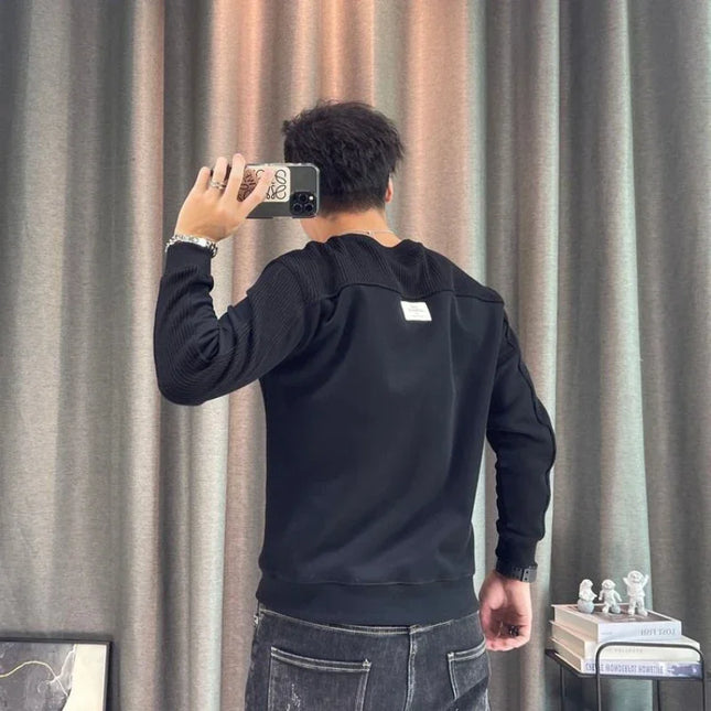 Tops for Men Round Neck Tee Full Sleeve Clothes High Brand Winter Male T Shirts Elasticity Bulk Sweatshirts Polyester F Pullover