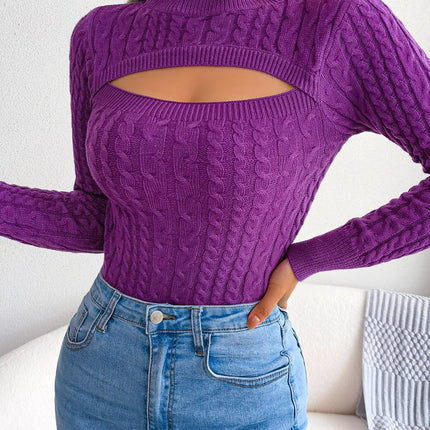 Women'S Sexy Hollow-Out Knit Pullover Sweater